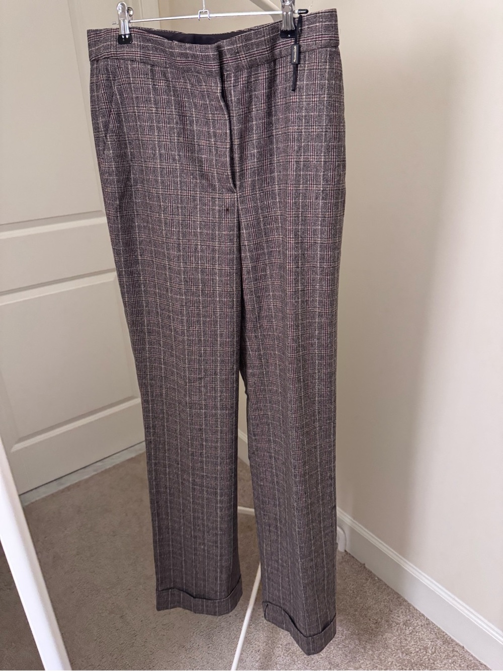 NWT Massimo Dutti High Rise Trouser Women Wool Pants, Full length Straight Brown